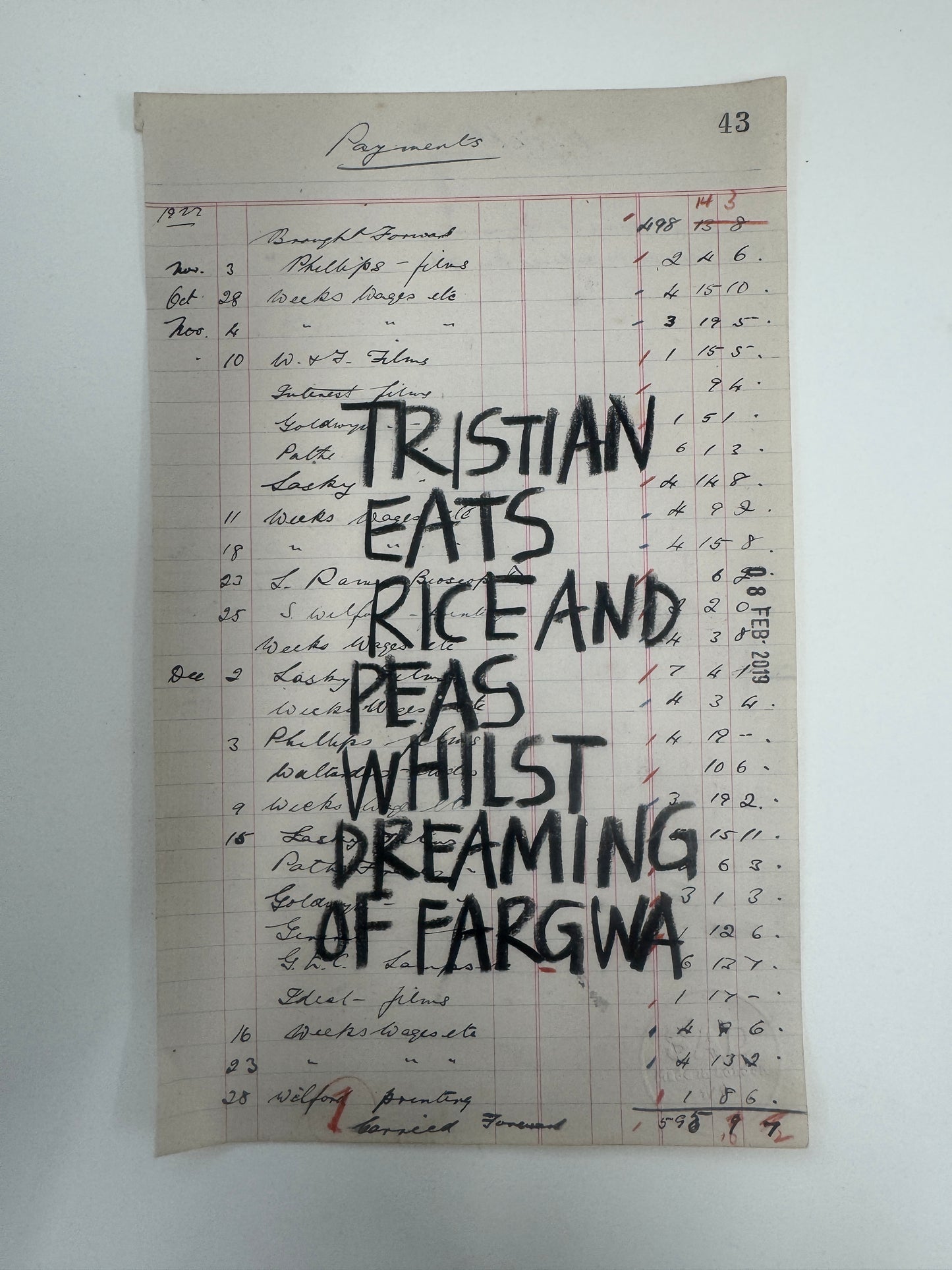 Tristan eats rice and peas