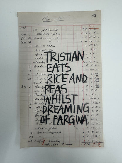 Tristan eats rice and peas