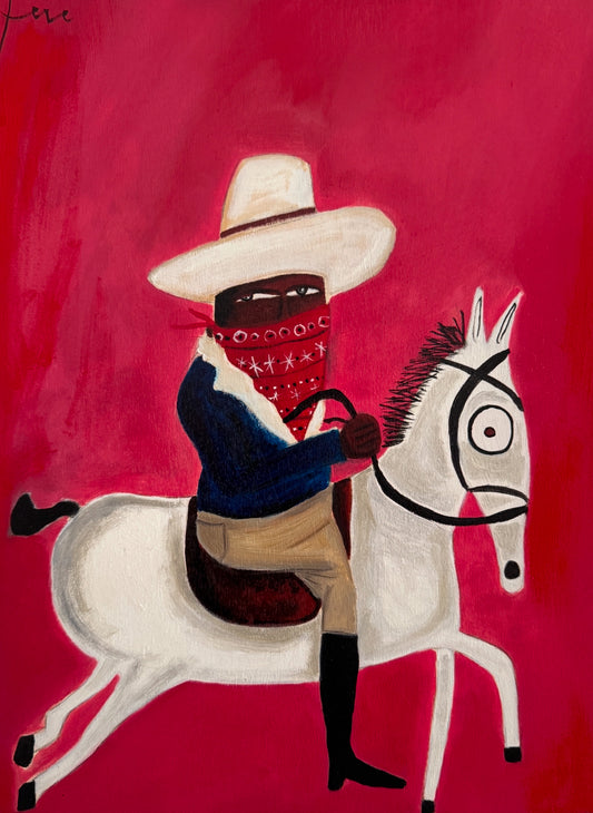 Cowboy on his white horse